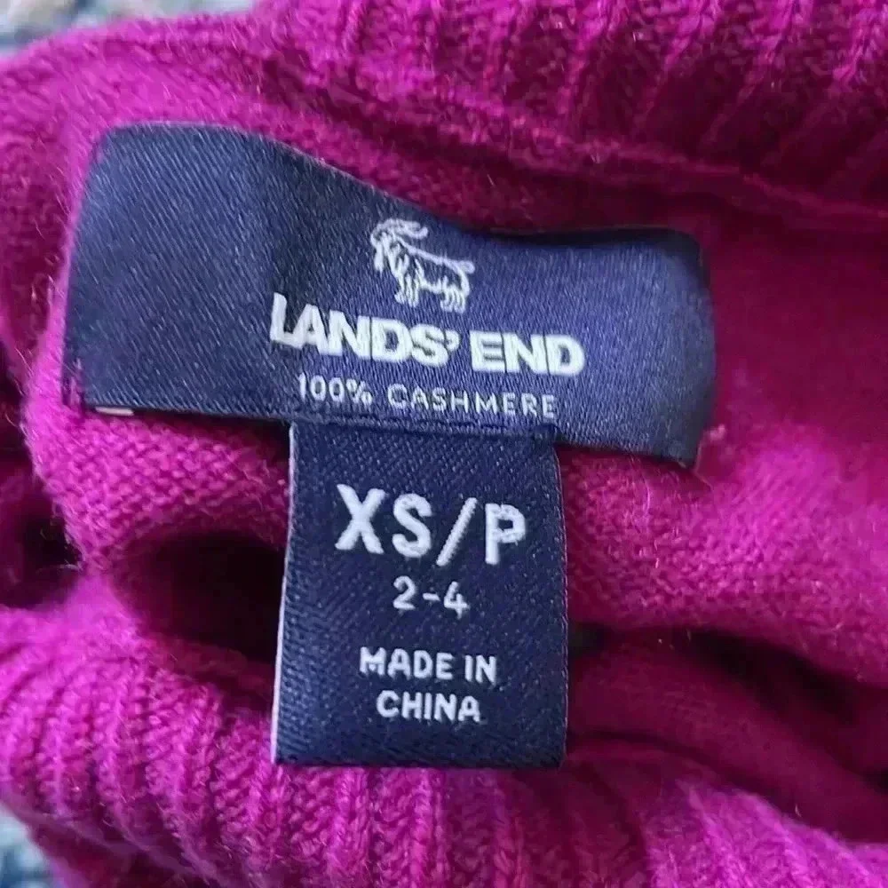 Lands’ End color block super soft cashmere ribbed turtleneck sweater XS/P NWOT - Picture 3 of 6